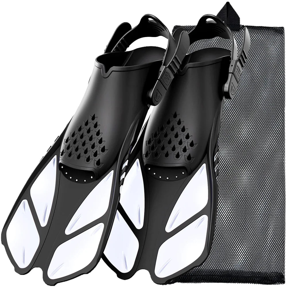 Adjustable Snorkel Fins – Short Silicone Swimming Flippers for Adults