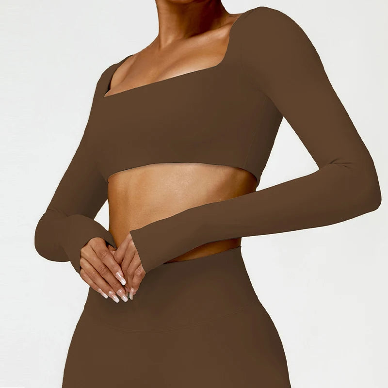 Women’s Quick-Dry Square Neck Sports Crop Top