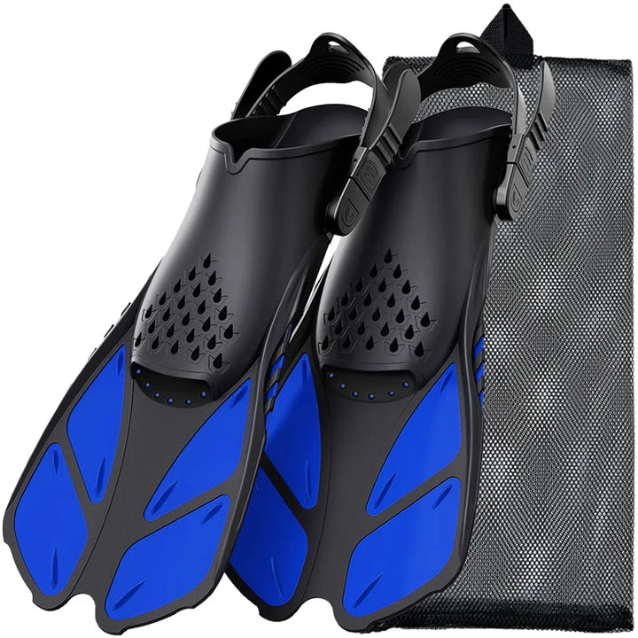 Adjustable Snorkel Fins – Short Silicone Swimming Flippers for Adults