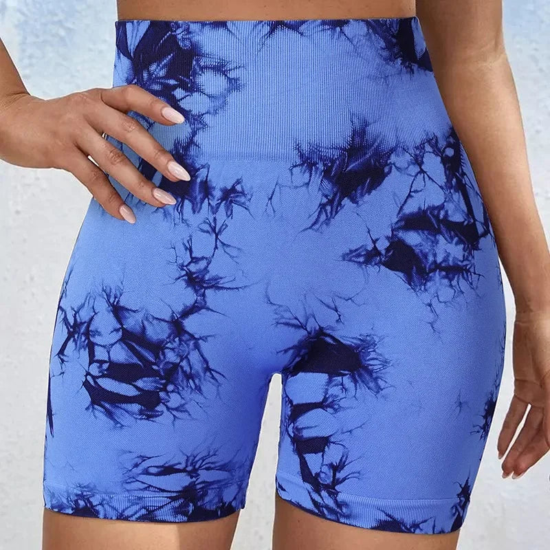 Women’s Tie-Dye High-Waist Yoga & Fitness Shorts