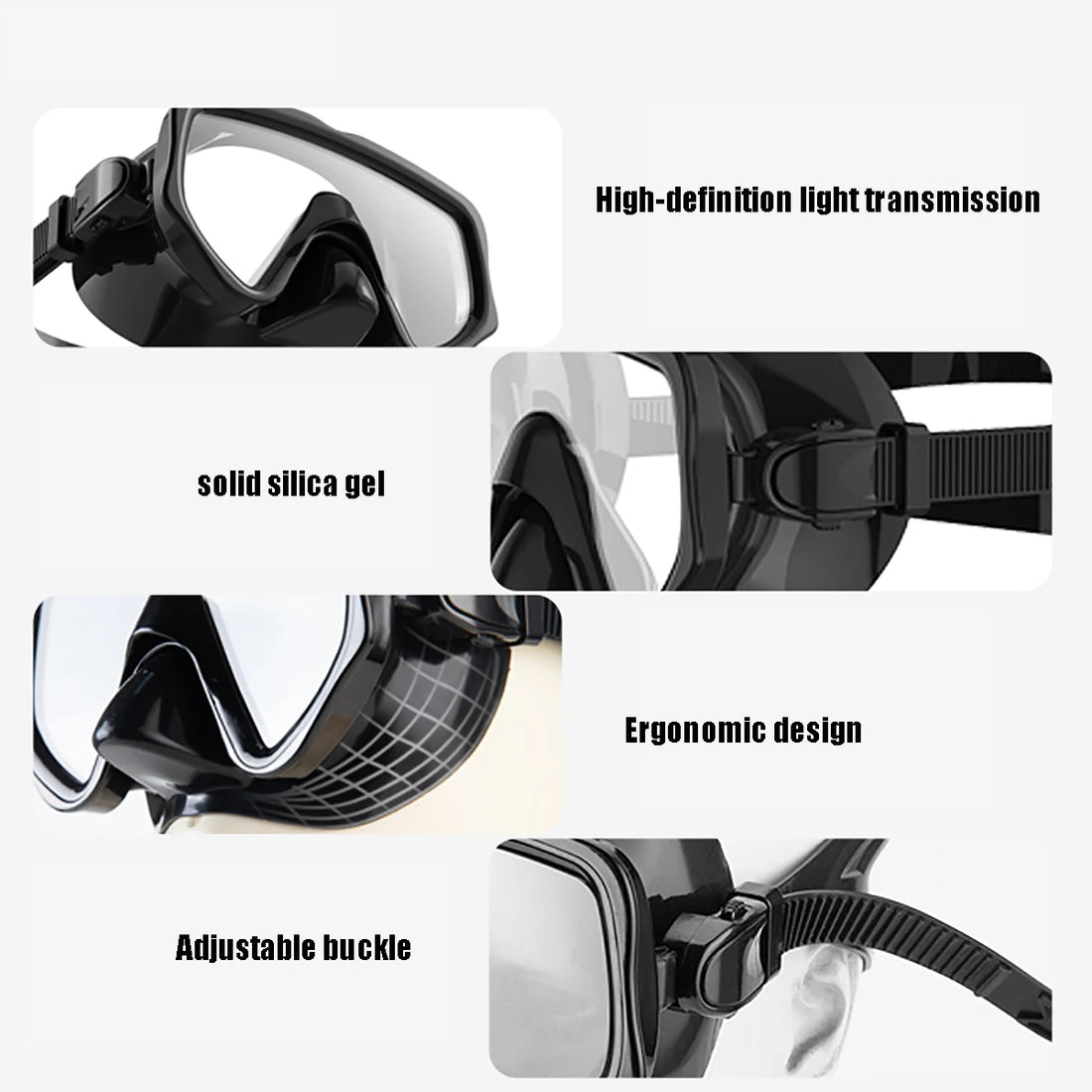 Adult Diving Mask & Snorkel Set with Tempered Glass