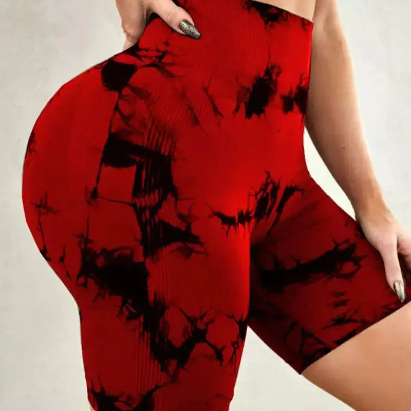 Women’s Tie-Dye High-Waist Yoga & Fitness Shorts