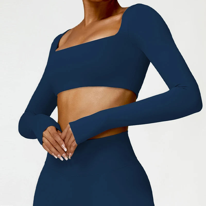 Women’s Quick-Dry Square Neck Sports Crop Top