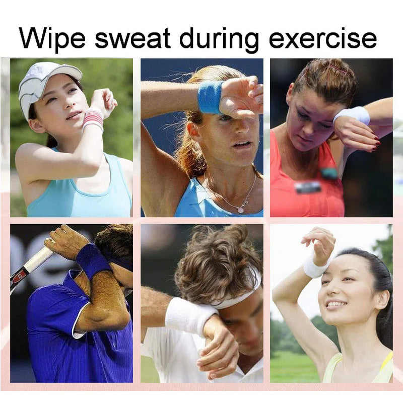 2Pcs Sports Wristbands Sweat Absorbent Cuffs