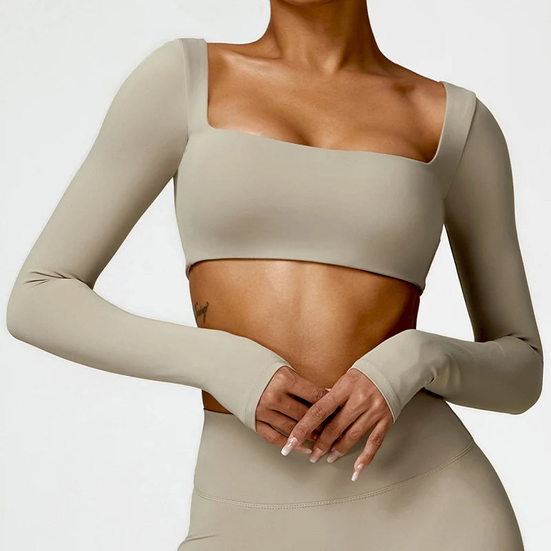 Women’s Quick-Dry Square Neck Sports Crop Top