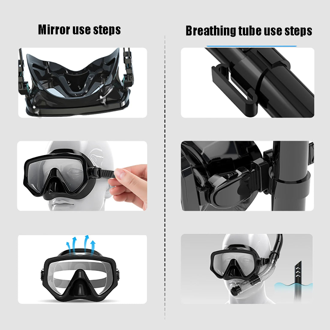 Adult Diving Mask & Snorkel Set with Tempered Glass