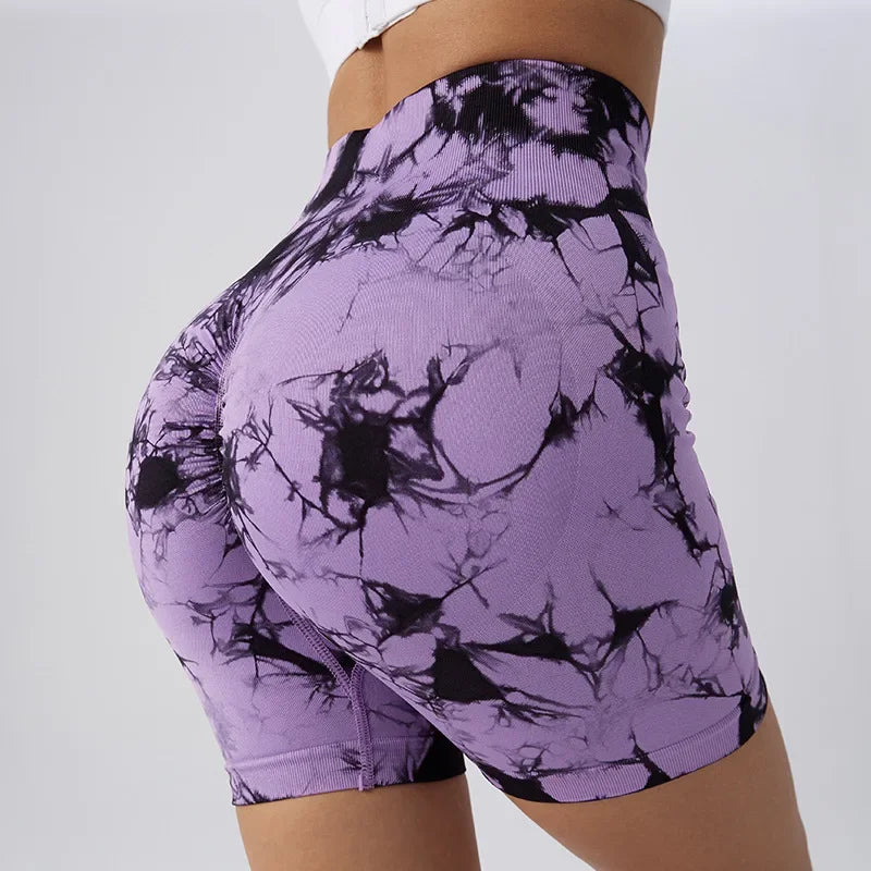 Women’s Tie-Dye High-Waist Yoga & Fitness Shorts