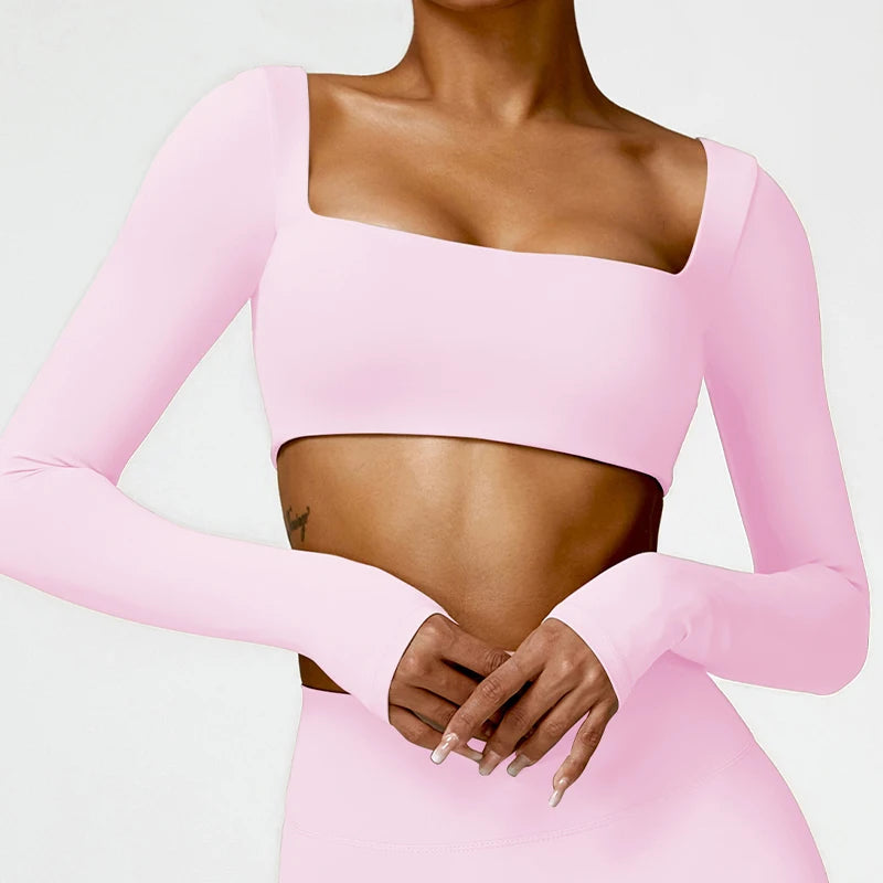 Women’s Quick-Dry Square Neck Sports Crop Top