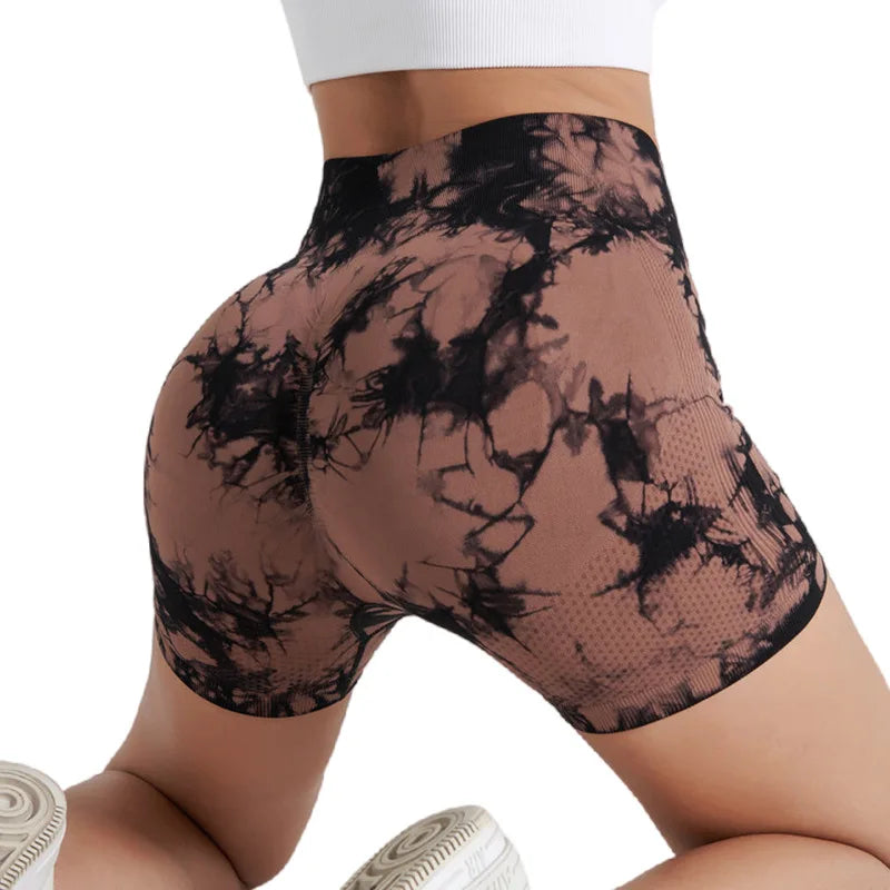 Women’s Tie-Dye High-Waist Yoga & Fitness Shorts