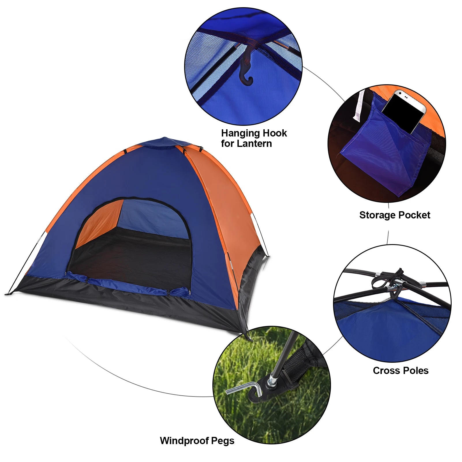TOMSHOO 3-4 Person Camping Tent with Rain Fly