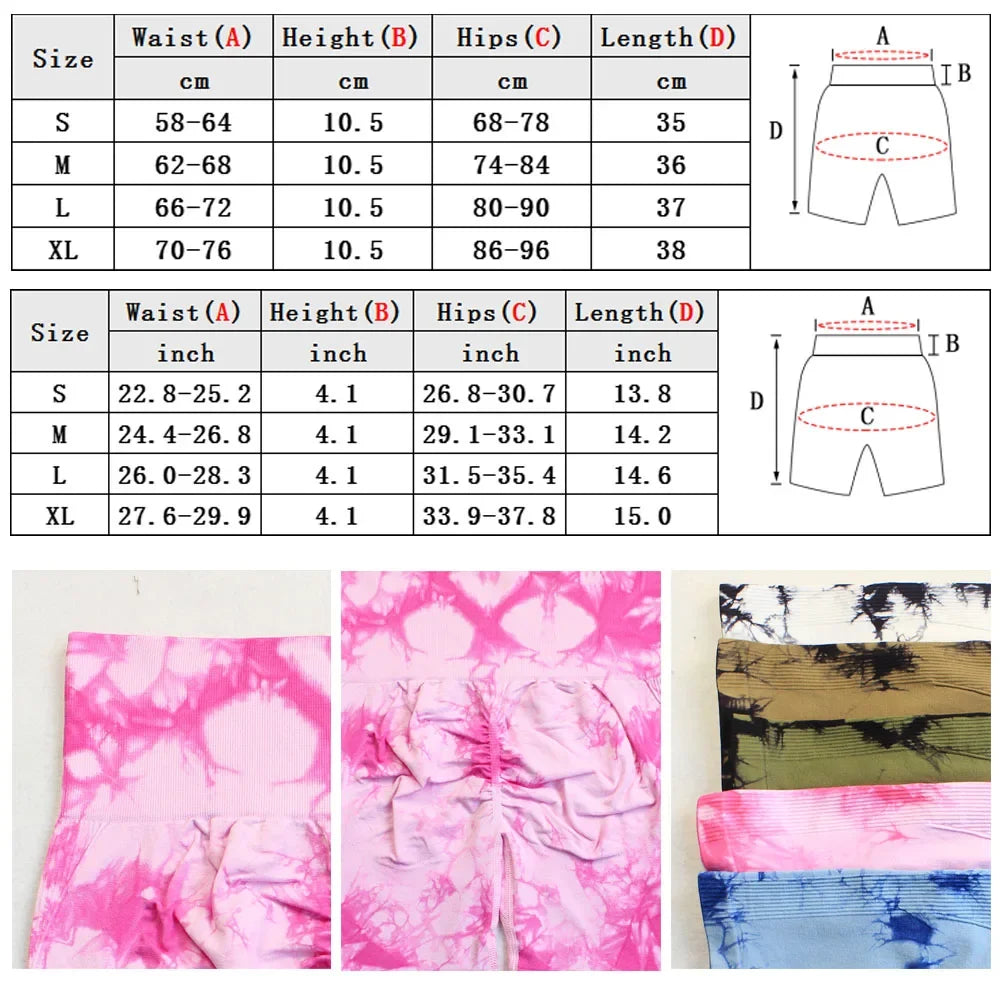 Women’s Tie-Dye High-Waist Yoga & Fitness Shorts