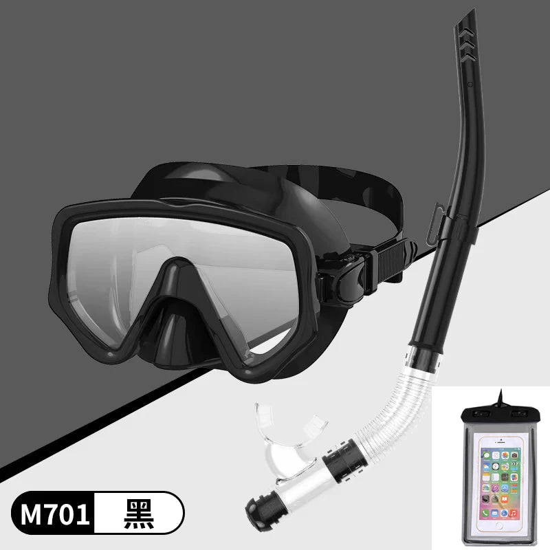 Adult Diving Mask & Snorkel Set with Tempered Glass