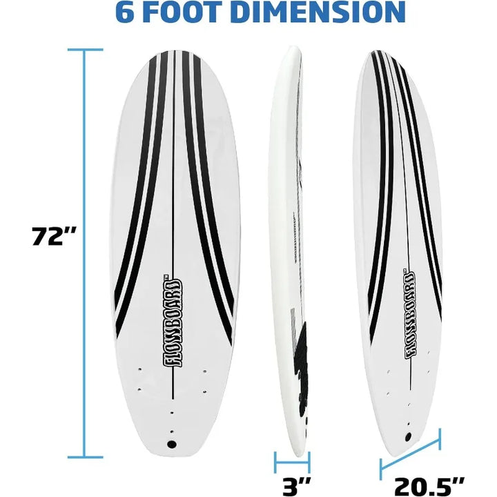 FLOWBOARD 6FT Soft Foam Surfboard with Fins & Leash