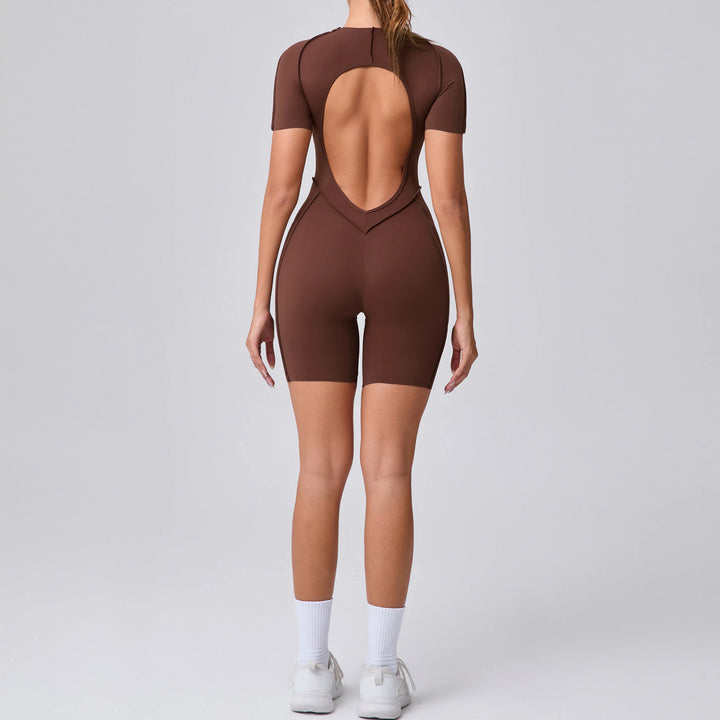 Women’s Short Jumpsuit – Backless Scrunch Booty Yoga & Fitness Set