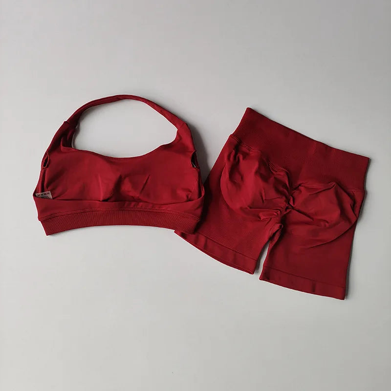Women’s Seamless Yoga Set – Sports Bra & Shorts Gym Outfit