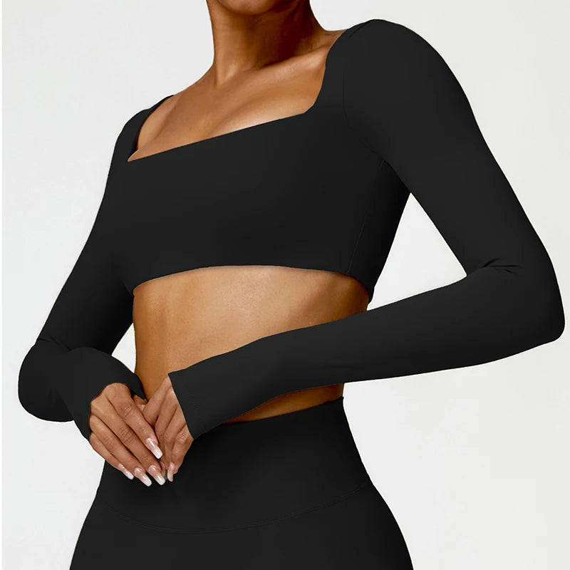 Women’s Quick-Dry Square Neck Sports Crop Top