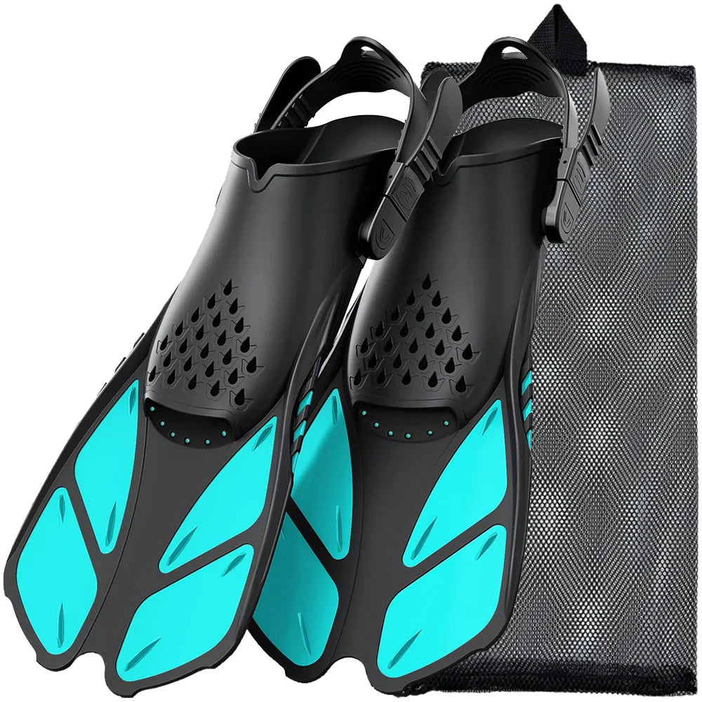 Adjustable Snorkel Fins – Short Silicone Swimming Flippers for Adults