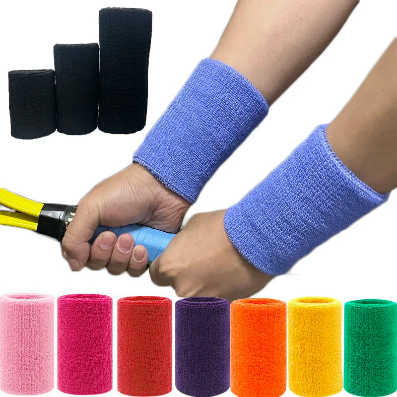 2Pcs Sports Wristbands Sweat Absorbent Cuffs
