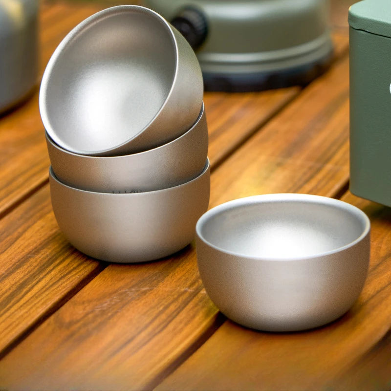 D2 Titanium Double-Layer Camping Tea Cup 50ML