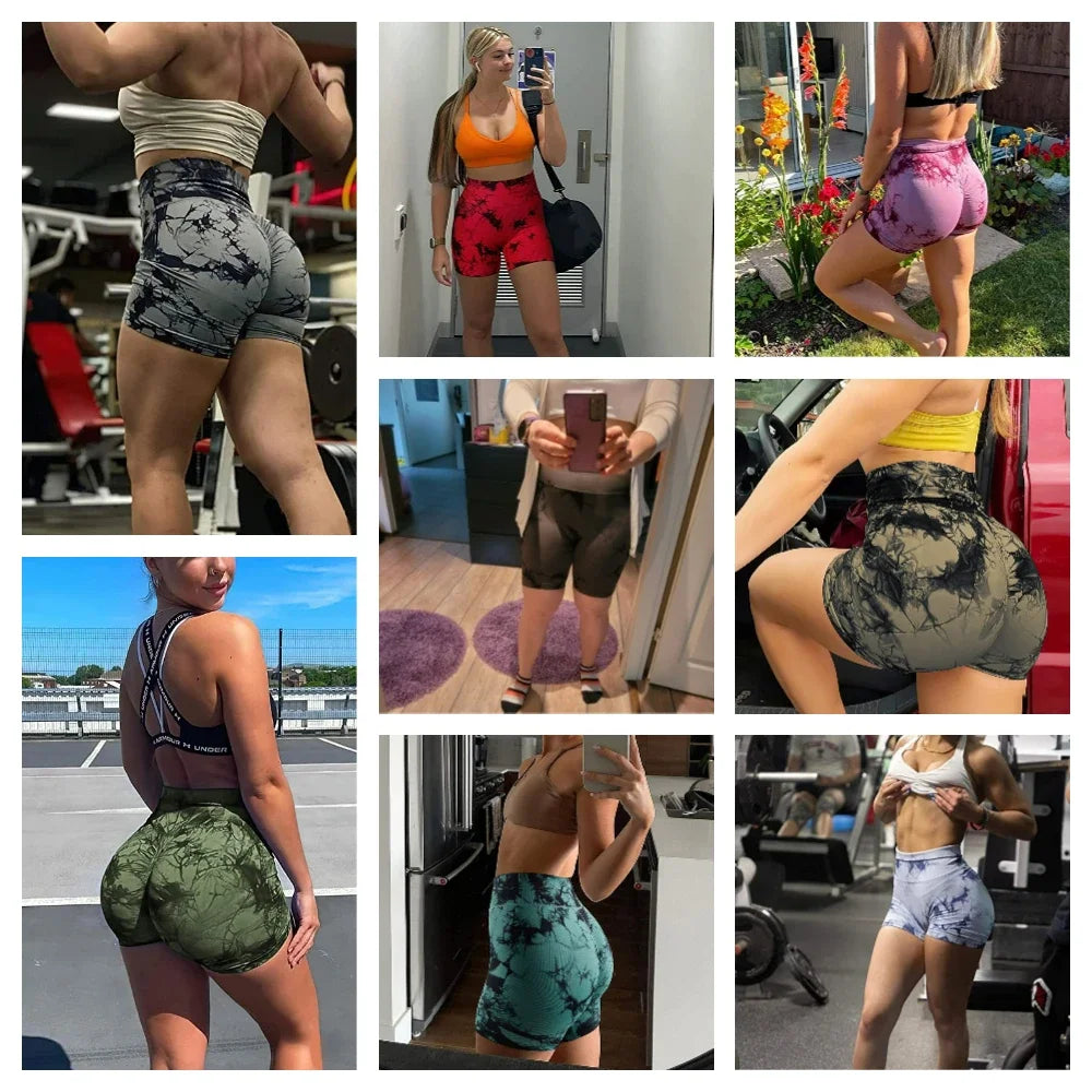 Women’s Tie-Dye High-Waist Yoga & Fitness Shorts