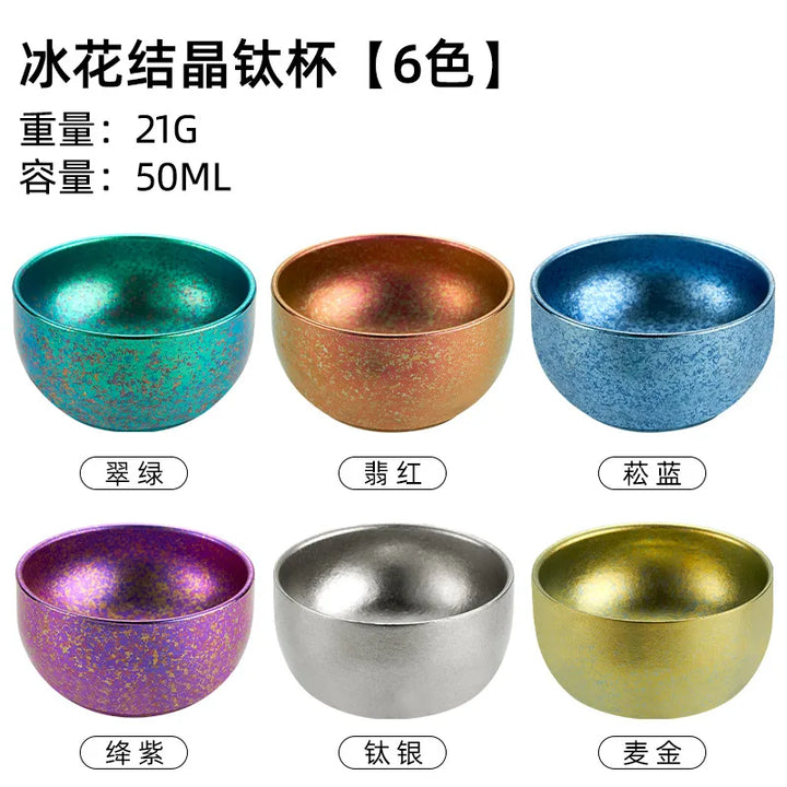 D2 Titanium Double-Layer Camping Tea Cup 50ML